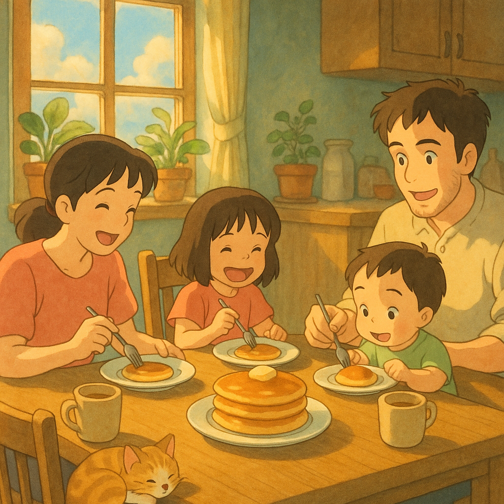 Studio Ghibli version of our family photo