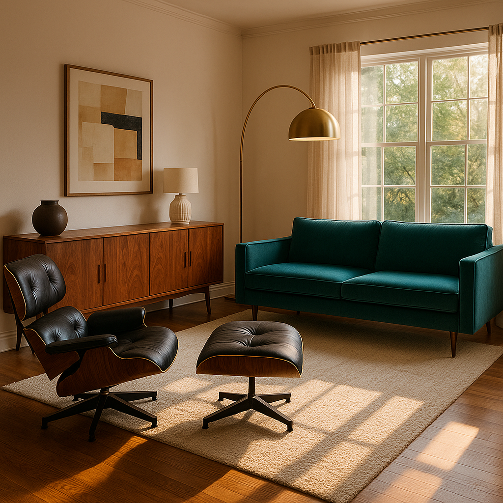 Mid‑century modern living room mockup